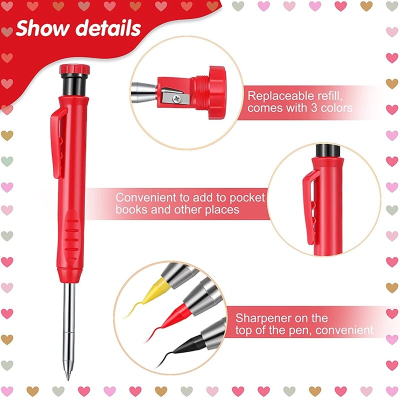 Solid Carpenter Pencil 2 Carpenter Pencils 24 Mechanical Pencil Refill Construction Woodworking Marker for Architect