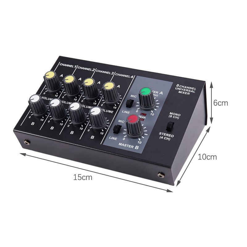 Mixing Console 8 Kanaals Panel Muzikale Microfoon Sound Mixer Digitale Aanpassen Stereo Us Plug