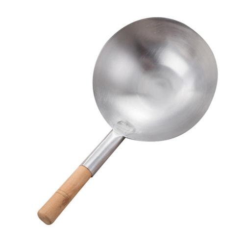 Wooden/Stainless Steel Handle No Coating Non-stick Spoon Wok Kitchen Gadgets: Wooden Handle 24cm