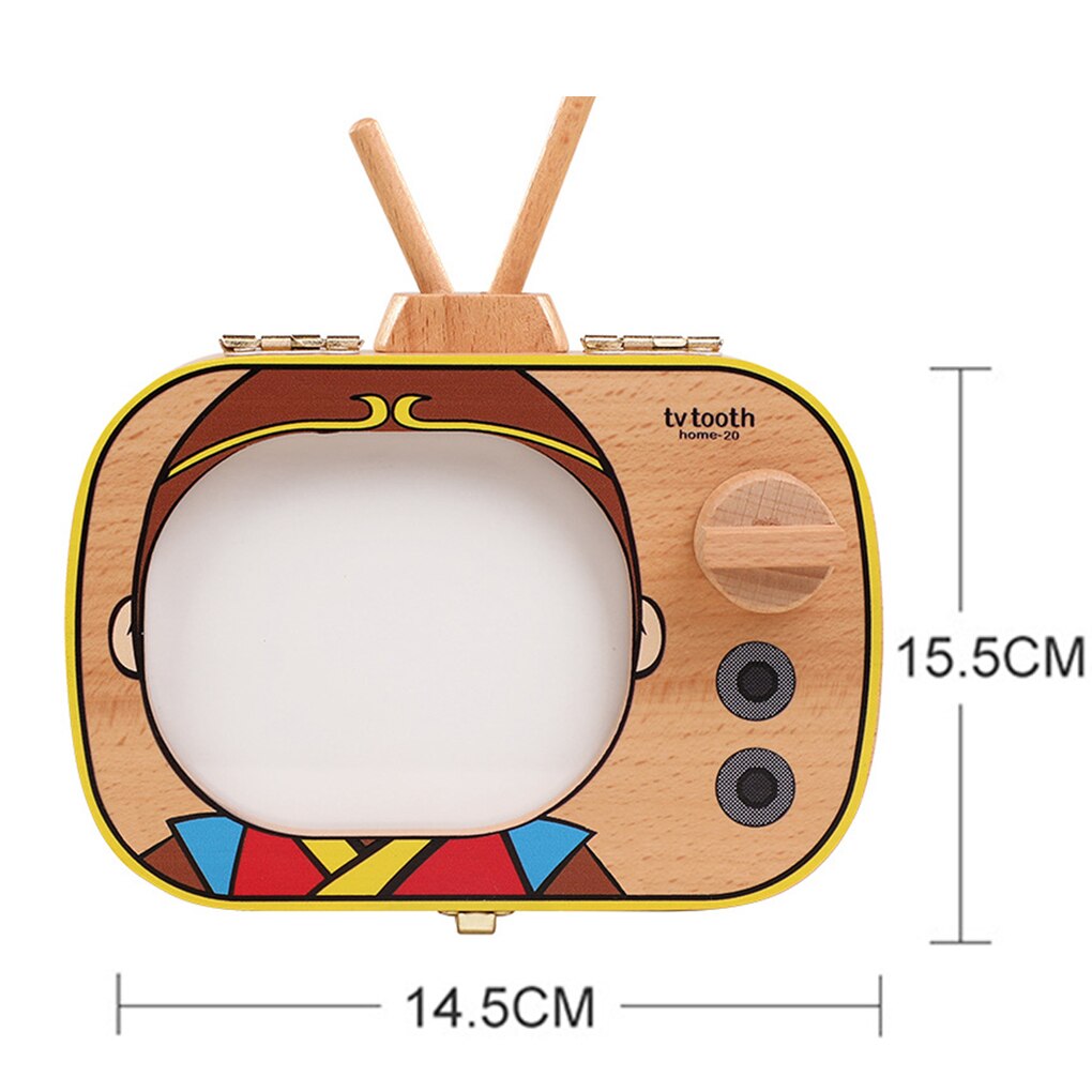 Baby Tooth Keepsake Box Wooden Teeth Box TV Shaped Tooth Keepsake Box Announcements Collecting