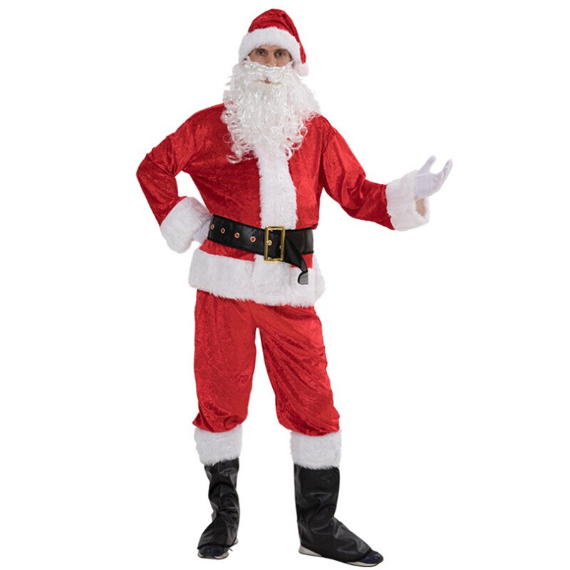 5 stk nissekostyme menn voksen dress julefest antrekk fancy julekjole jakke lue belte skjegg bukser dress s -3xl: Xl