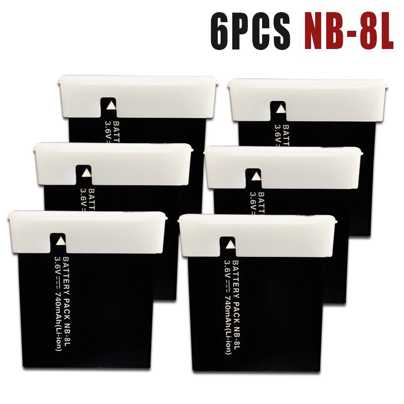 3,6 V 740mAh NB-8L NB8L NB 8L recargables de litio las baterías para Canon Powershot A3300 A3200 es A1200 A3000 batería de cámara: 6PCS