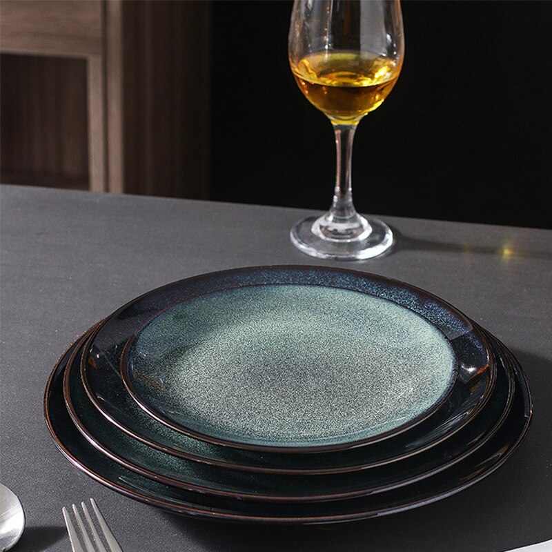 Tableware Ceramic Dinner Plate Set Dish Porcelain Cute Dessert Plate Dinnerware Japanese Style Green Steak Plate