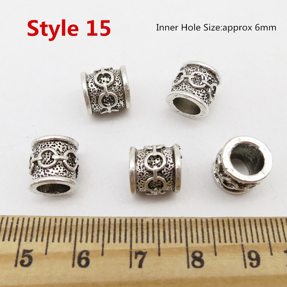 5 st olika stilar viking rune hår fläta dread beard dreadlock pärlor ringar tub för kvinnor män tillbehör: 5 st stil 15
