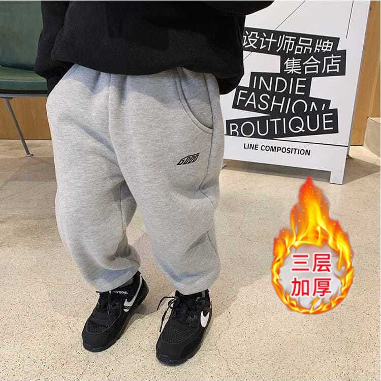 Pantalones de chándal gruesos para niño y niña, pantalón acolchado de terciopelo, holgado y cálido, ropa deportiva para correr, Invierno
