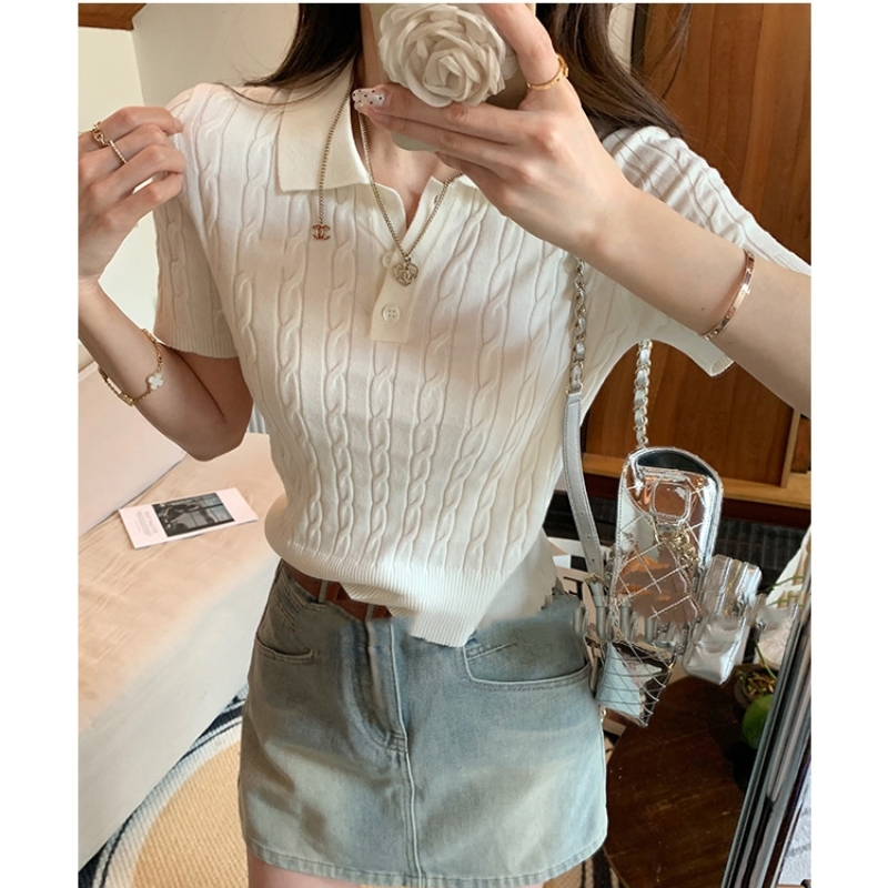 Dames V-hals Zijden Satijn T-shirt Zomer Casual Korte Mouw Elegante Dames Tops Vintage Wit Shirt, Kaki, S
