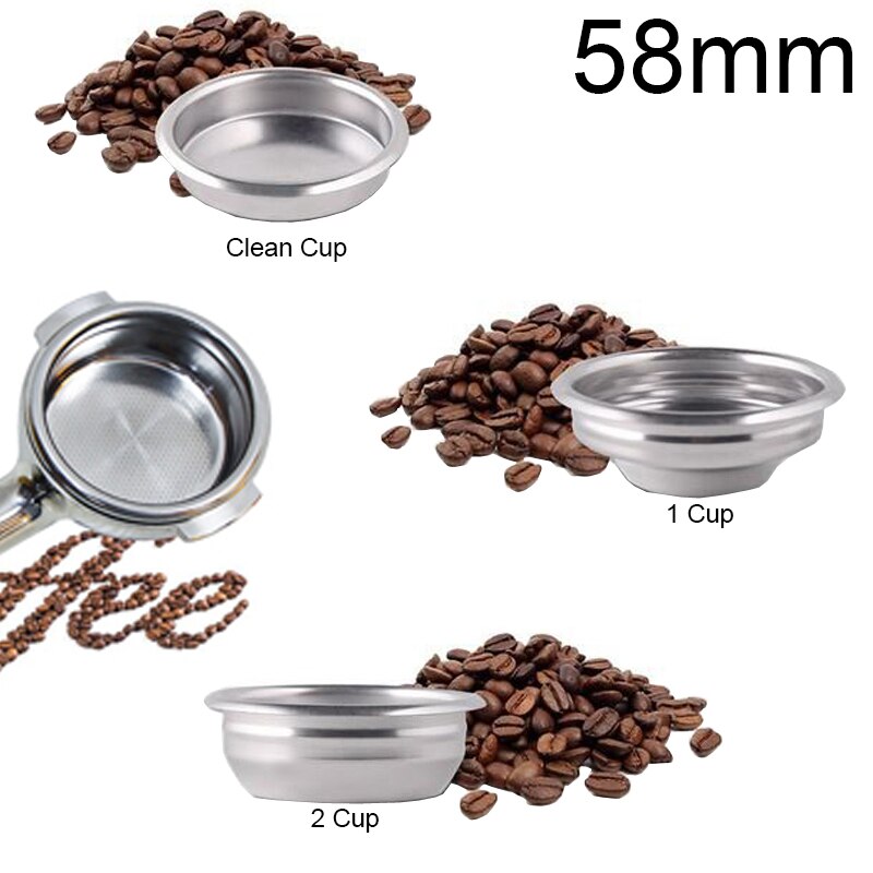 1/2/Schoon Cup Filterhouder 304 Roestvrij Staal Drukloze Koffie Filter 51Mm/58Mm Mand