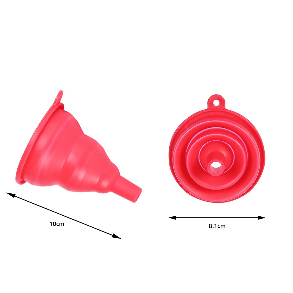 1Pcs Kitchen Tool Food-Grade Folding Silicone Funnel Household Liquid Dispensing Mini Funnel Colors Small Funnel Kitchen: red