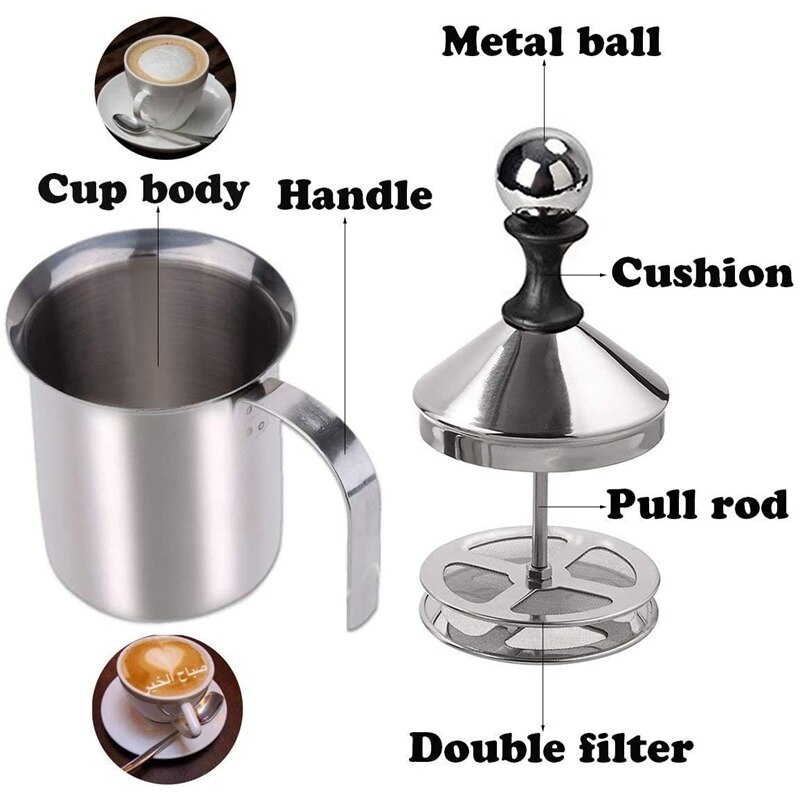 Manual Milk Frother Stainless Steel Cappuccino Milk Creamer Milk Foam Mesh Coffee Foamer Creamer Kitchen Tools