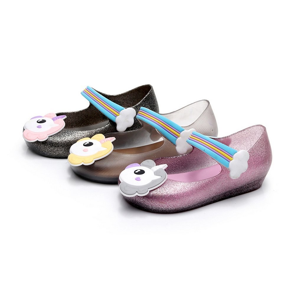 Sandalias de gelatina antideslizantes para niños, zapatos de decoración con cinta de nailon, de princesa, transparentes, suaves y ostentosos para playa,