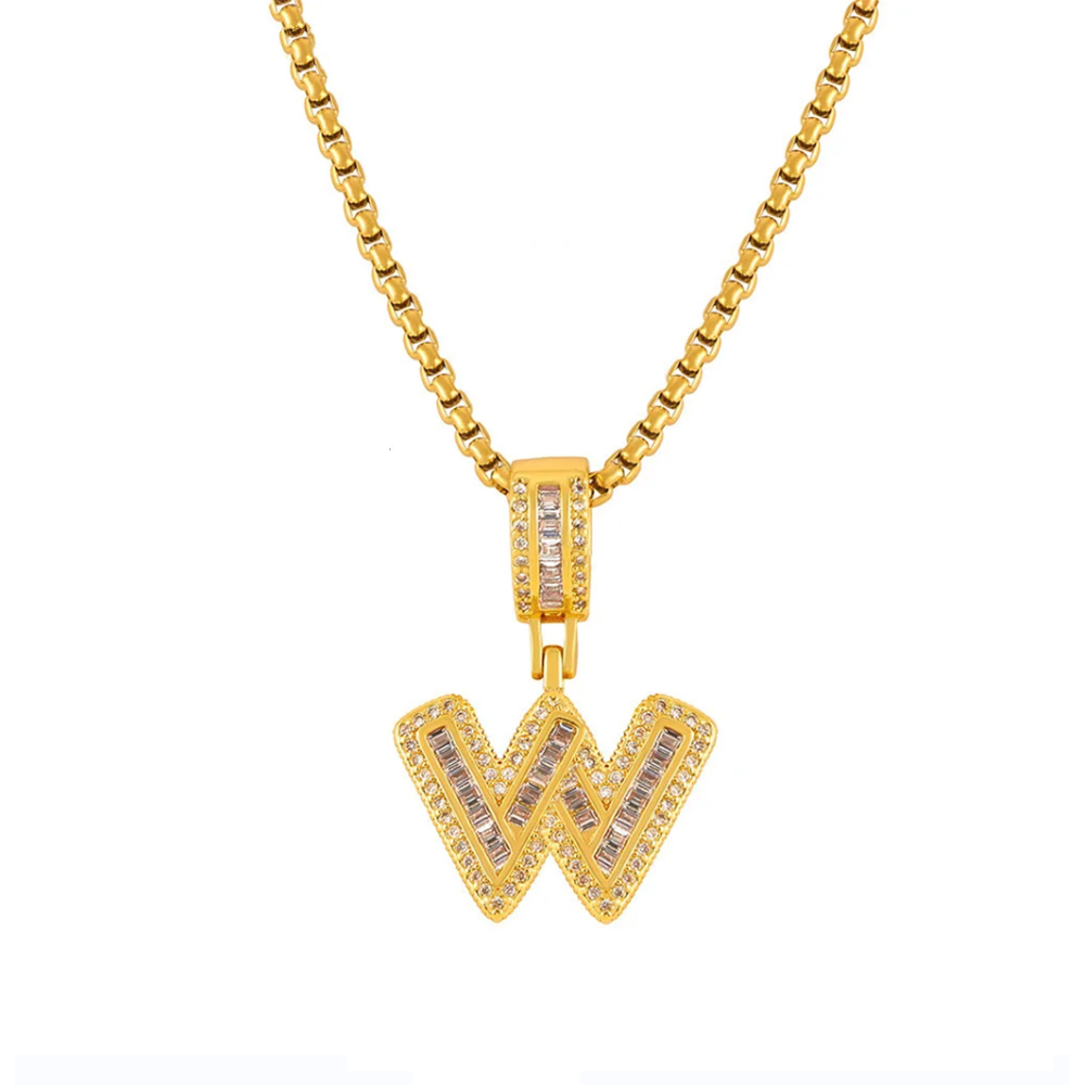 26 Letters Pendant Necklace For Women Men Unisex Stainless Steel 18K Gold Plated Waterproof Long Necklaces Couples Neck Chain