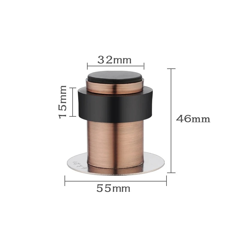 Türhalter aus Edelstahl 304, runder Türstopper, zylindrischer Haushalts-Türstopper, Sicherheit, kein Stanzen von Löchern erforderlich, Gummi, Zuhause: Black
