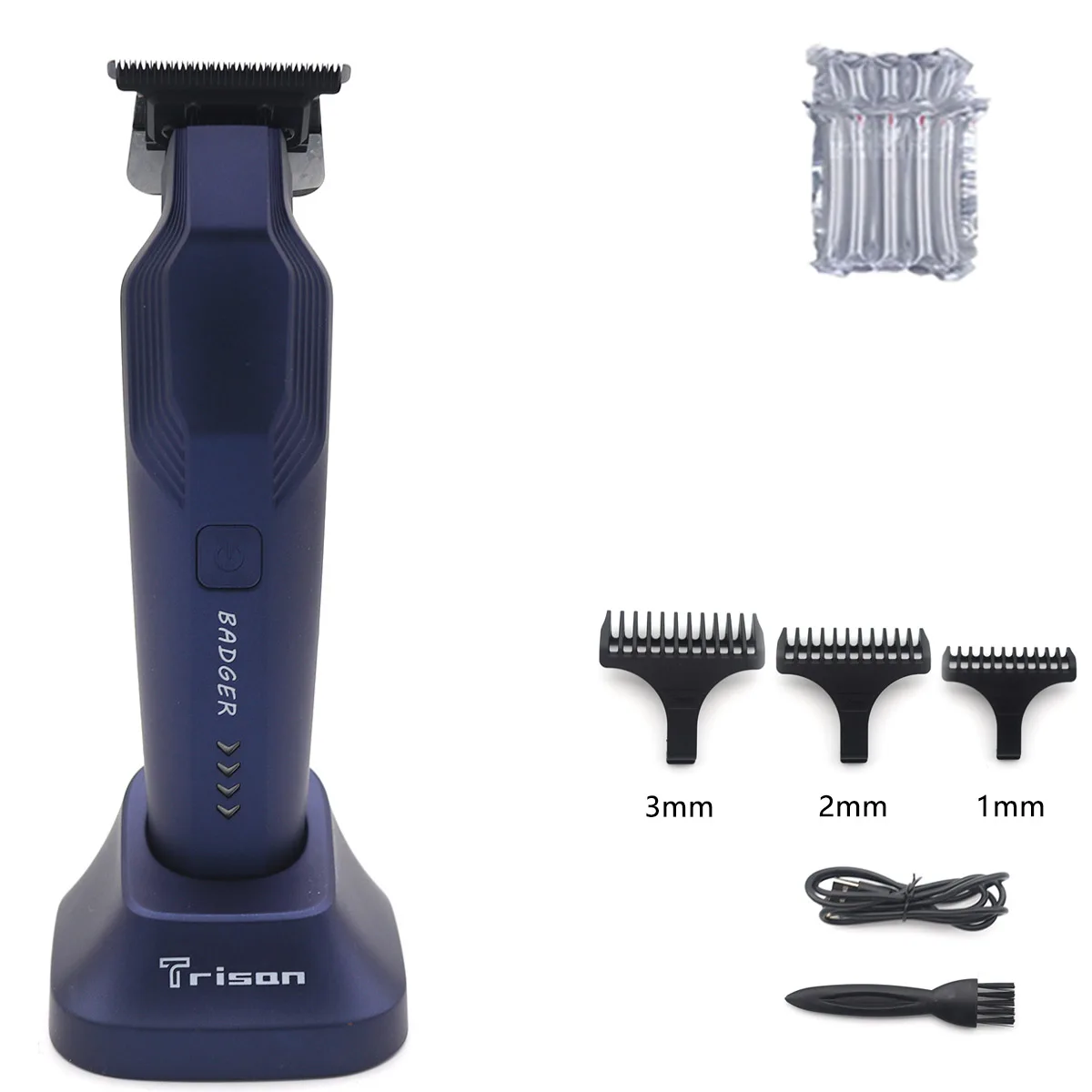 Cortadora de pelo para hombres, cuchilla en T DLC de grafito con cargador de Base, cortadora de pelo USB inalámbrica de poco ruido, máquina de acabado: Beige
