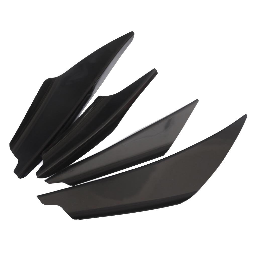 4 Pieces Universal Carbon Fiber Front Bumper Splitter Fins Trim Set Black