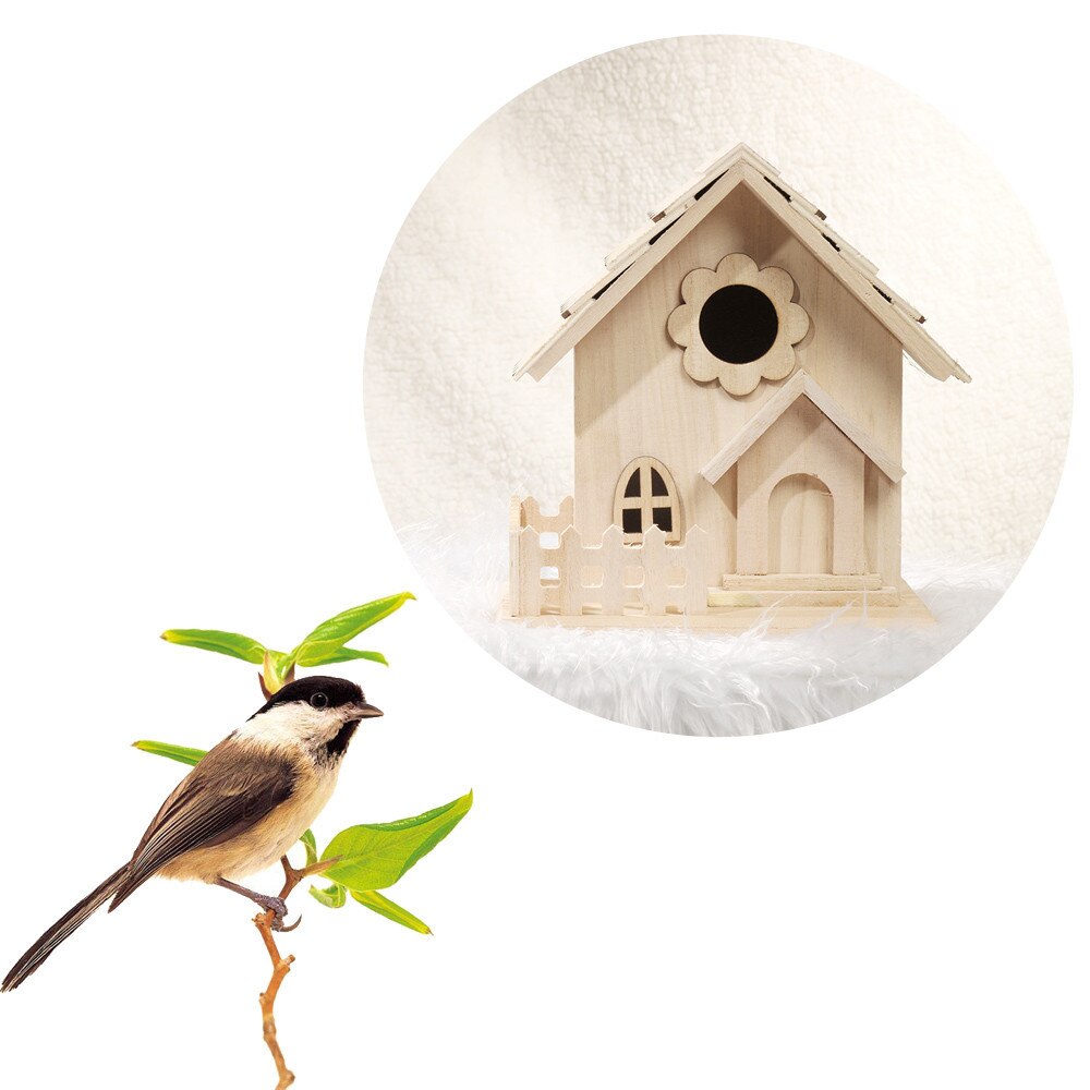 Kreative Vogel Haus Zauberstab-montiert Holz Nest Dox Nest Haus Vogel Haus Vogel Kasten Holz Kasten KäFeige Dekoration Garten liefert # R15
