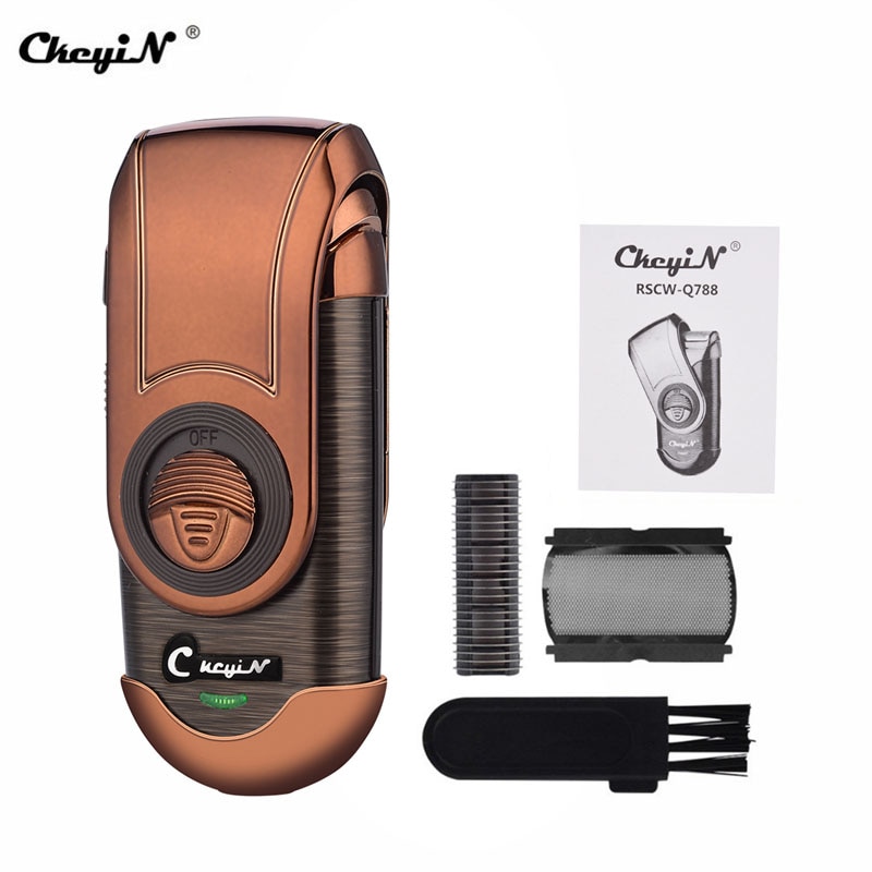 Maquinilla de afeitar eléctrica CkeyiN, Ideal para viajes, Retro, máquina de afeitar, recortador de barba recargable, Mini Afeitadora eléctrica para hombres