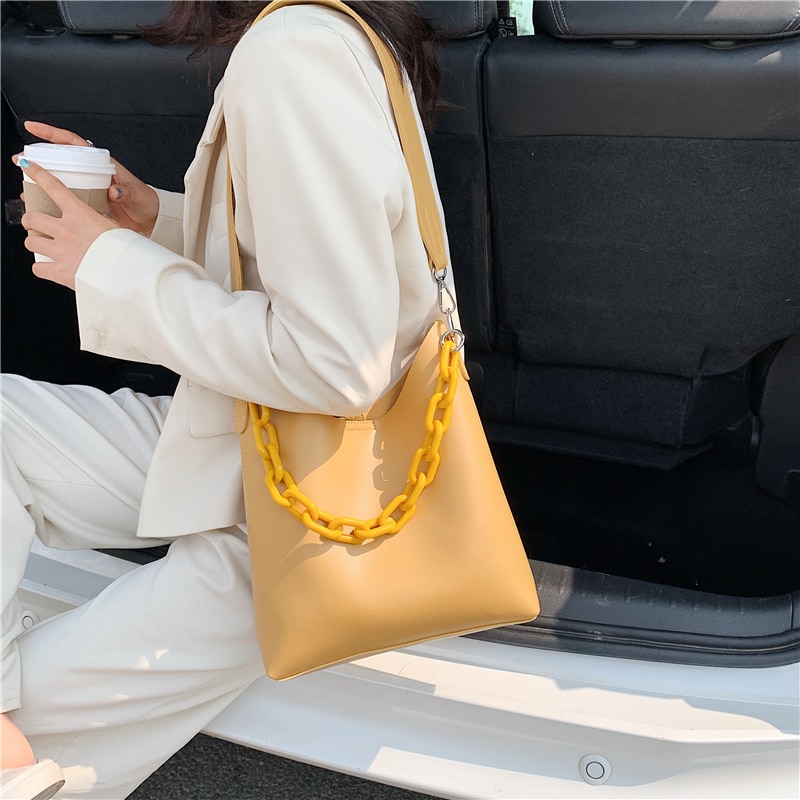 Brand Women Shoulder Bag Large Capacity Chain Bucket Handbags PU Leather Women's Totes Composite Bag Bolsa Female
