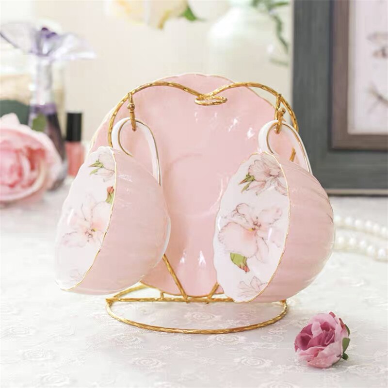 European-style Porcelain Coffee Cup with Saucer Set Household Ceramic Afternoon Tea Cup Drinkware Wedding: 2Cups A