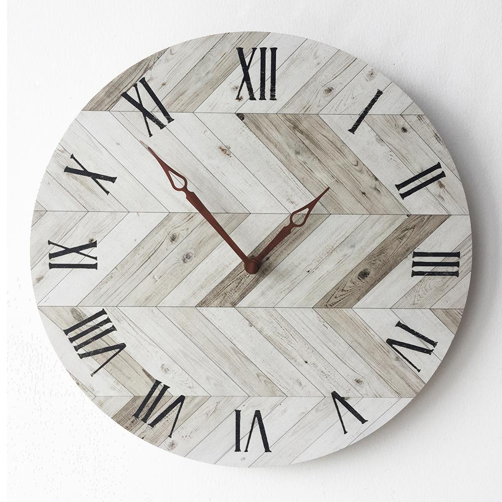 Minimalistisk vægur retro nordisk moderne stue træ timer vintage træ korn hængende reloj de pared køkken dekoration: Wc2023