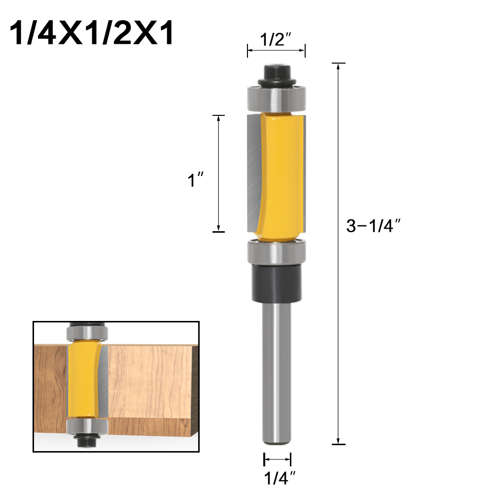 Cortador rotatorio de metales de vástago de 1/4 ", 6,35 MM y 6MM, doble rodamiento, cortador de recorte, broca para ranuradora recta de doble filo, 1 ud.: 01