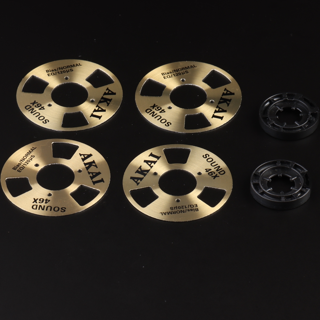 DIY Homemade (Aluminum) Reel To Reel Cassette for Audio Recording Cassette Tape - Gold Silver (Pack of 4 Reels + 2 Wheel)