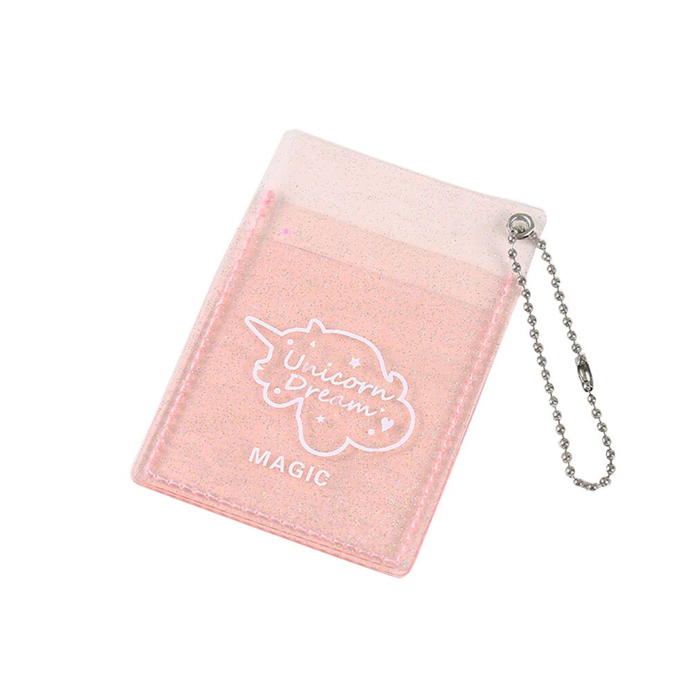 Summer Transparent Clutch Wallets PVC Folding Lanyard Short Wallet Girl Glitter ID Card Holder Business Card Case Purse: Gold