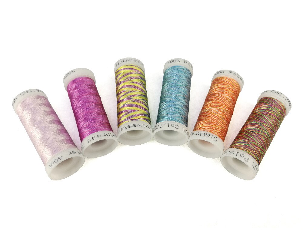 Simthread linha de bordar multi-colorida, 300m/bobina, 6 peças/kit-para brother, babylock, janome, outras máquinas