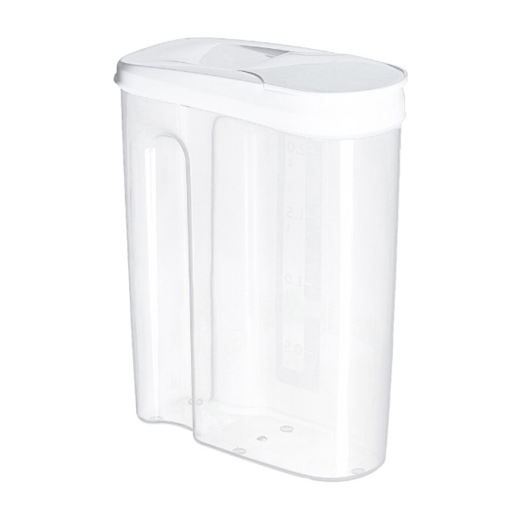 1PC Plastic Food Storage Box With Pour Lids Kitchen Cereals Storage Bottles Rice Beans Sealed Jar Dried Grains Tank1.8L / 2.5L: White 2.5L