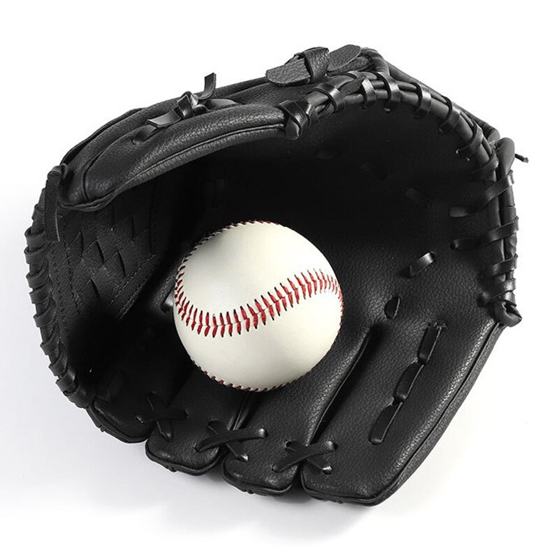 Outdoor Sport 2 Kleuren Honkbal Handschoen Softbal Praktijk Apparatuur Rechterhand Voor Volwassen Man Vrouw Trein, zwart 10.5 Inch