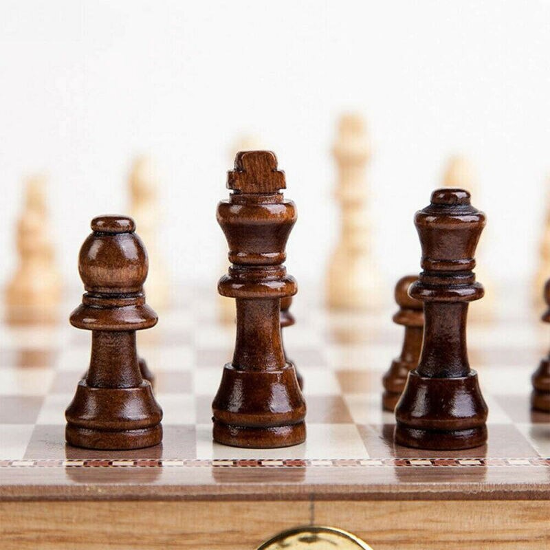 Foldebræt træ internationalt skakspil brikker sæt staunton stil skakmænd samling bærbart brætspil udendørs