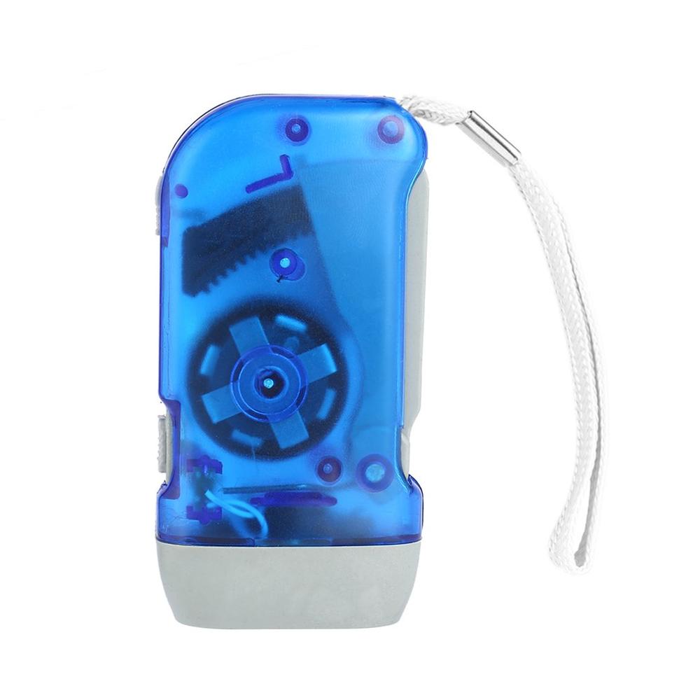 Linterna Dinamo de presión manual para exteriores y el hogar, luz de antorcha de viento, manivela, lámpara de Camping, 3 LED: Azul