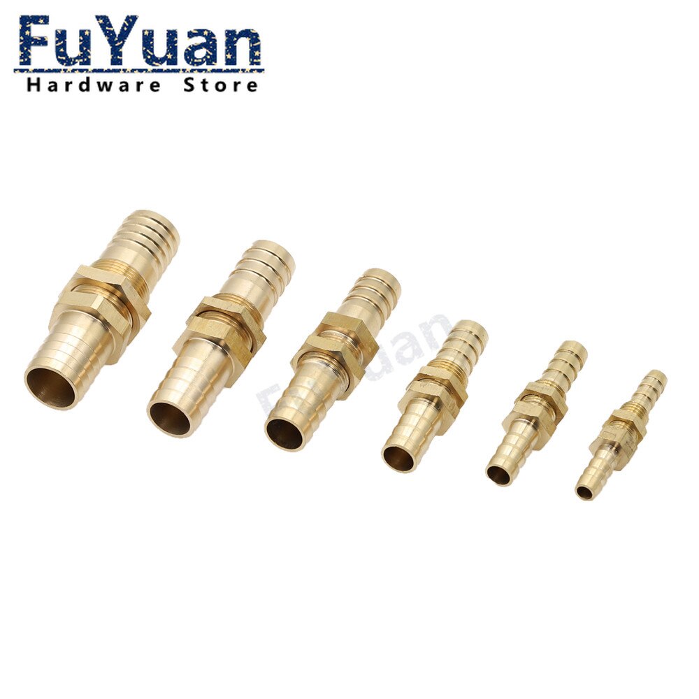 Raccord de Tube barbelé en laiton pour cloison 6/810/12/14/16/19mm, adaptateur de connecteur de coupleur de Tube barbelé pour carburant, gaz, eau, cuivre, 1 pièce