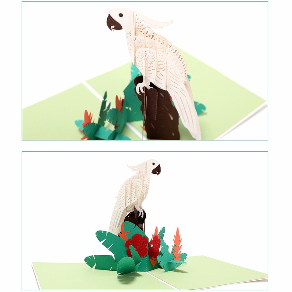 Tarjetas 3D creativas Pop-Up de loro, amante de San Valentín, feliz cumpleaños, aniversario, felicitación,