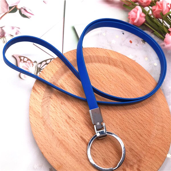 Business PU Lanyards Neck Strap For Id Pass Card Badge Gym Mobile Phone Usb Keys keycord keychain lanyard for keys: blue