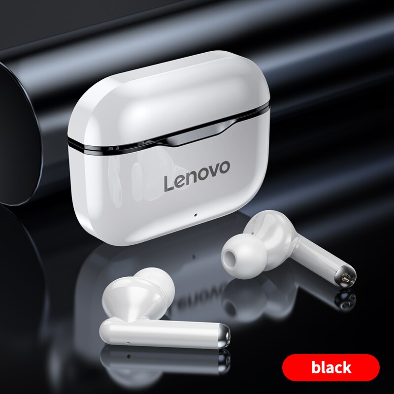 Original Lenovo LP1 TWS auricular inalámbrico Bluetooth 5,0 estéreo doble reducción de ruido bajo Control táctil Larga modo de reposo 300mAH: Lenovo LP1 Black