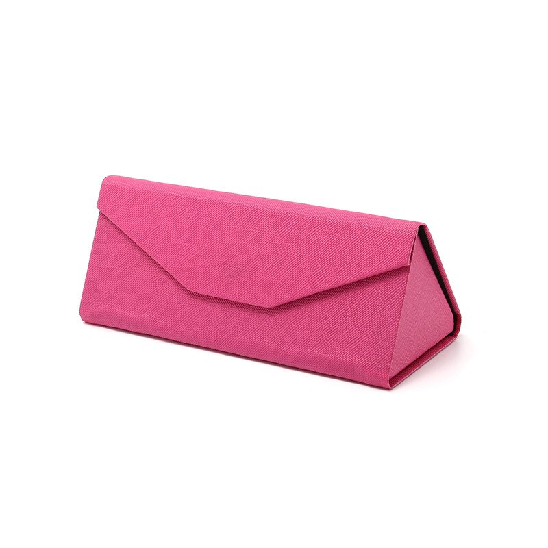 Cross Patroon Zonnebril Geval Zonnebril Geval Pu Draagbare Compressie Slip Trend Opvouwbare Unisex Pure Kleur Bril Case: Rose Rood