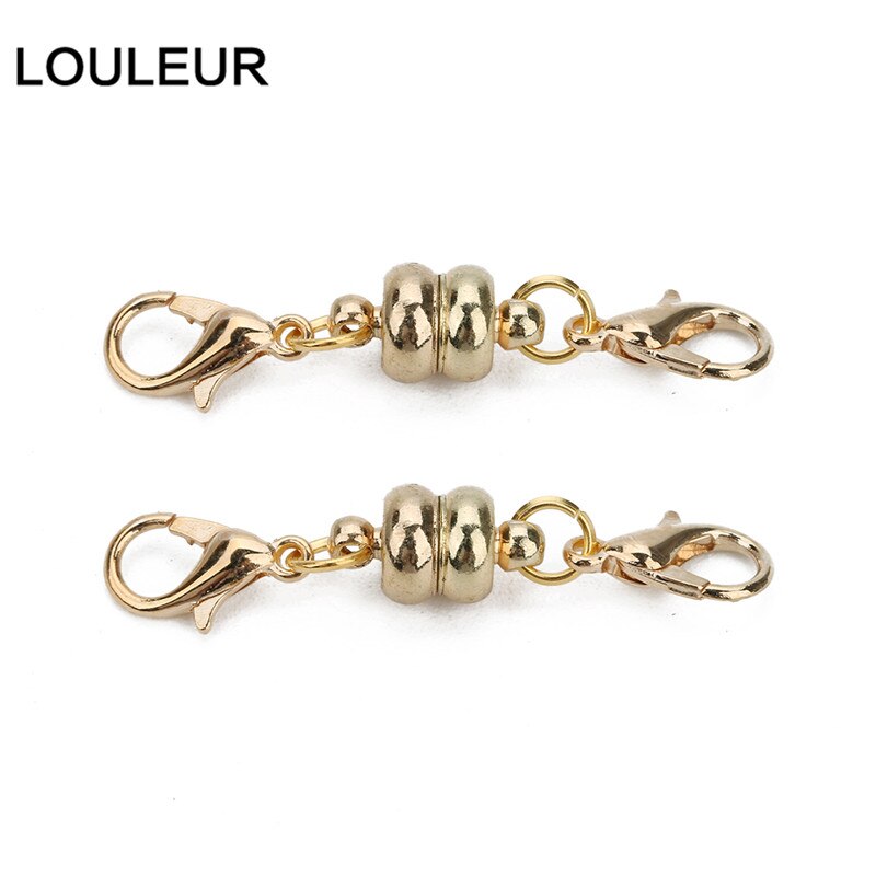 10set/lot 38*7mm Copper Magnetic Clasps With Lobster Clasps Connectors For Necklaces Bracelets Clasp Hooks DIY Jewelry Findings: KC gold