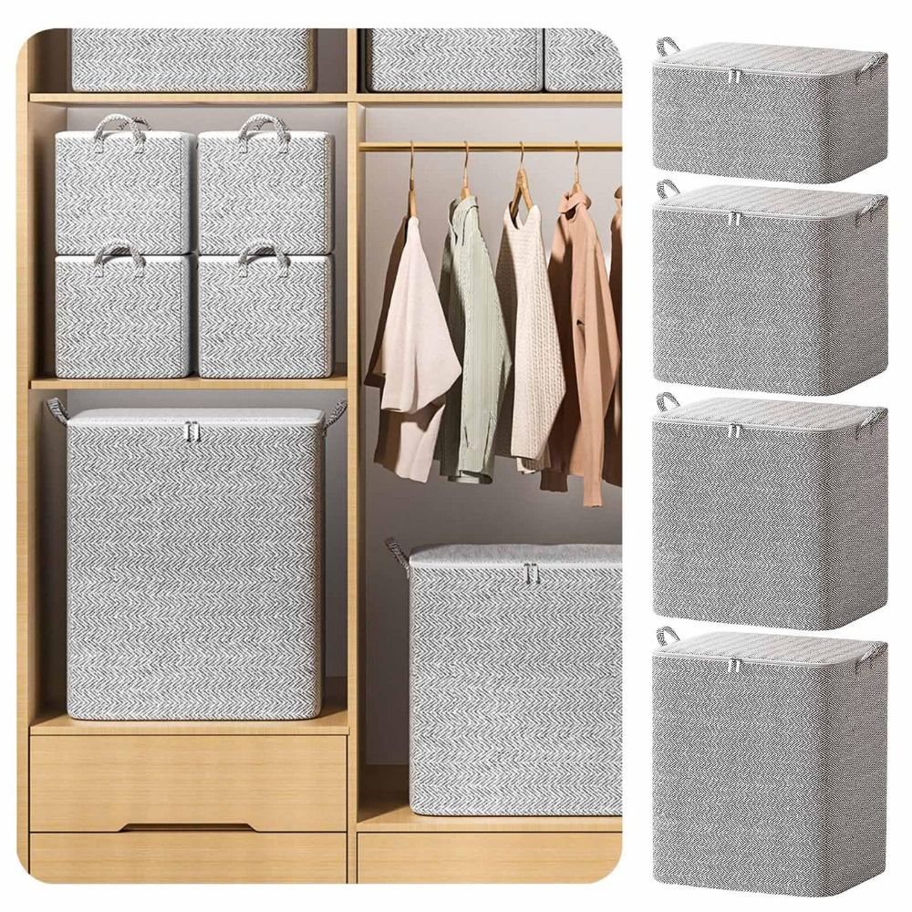 30/110/150/220L Non-woven Quilt Storage Bag with Lids Zipper Foldable Clothes Quilt Bins Container Large Capacity Dust-proof Bag
