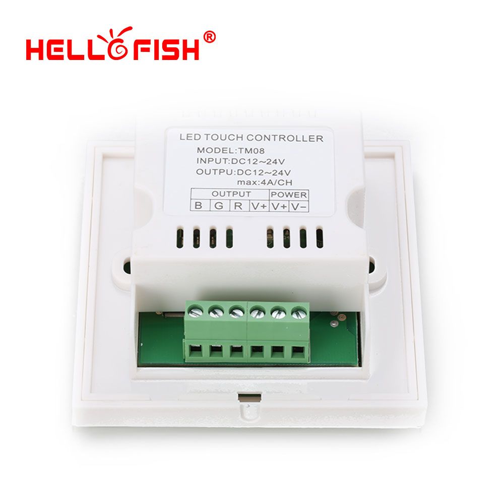 Interruptor de pared de 86 tipos, Panel táctil RGB, controlador de tira LED de un solo color DC12V24V Hello Fish