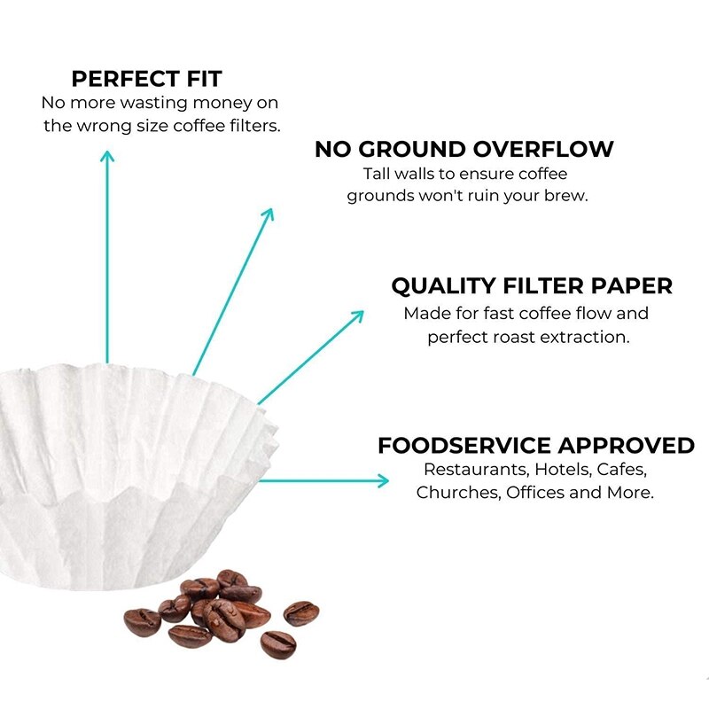 500Pcs 8/12 Cups Size Coffee Filters for Wilbur Curtis, Bloomfield, Bunn Coffee Maker Filters - White