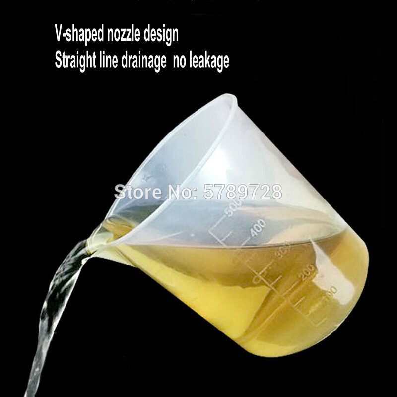 1set Laboratory plastic beaker with scale plastic measuring cup including 25/50/100/250/500/1000ml one each