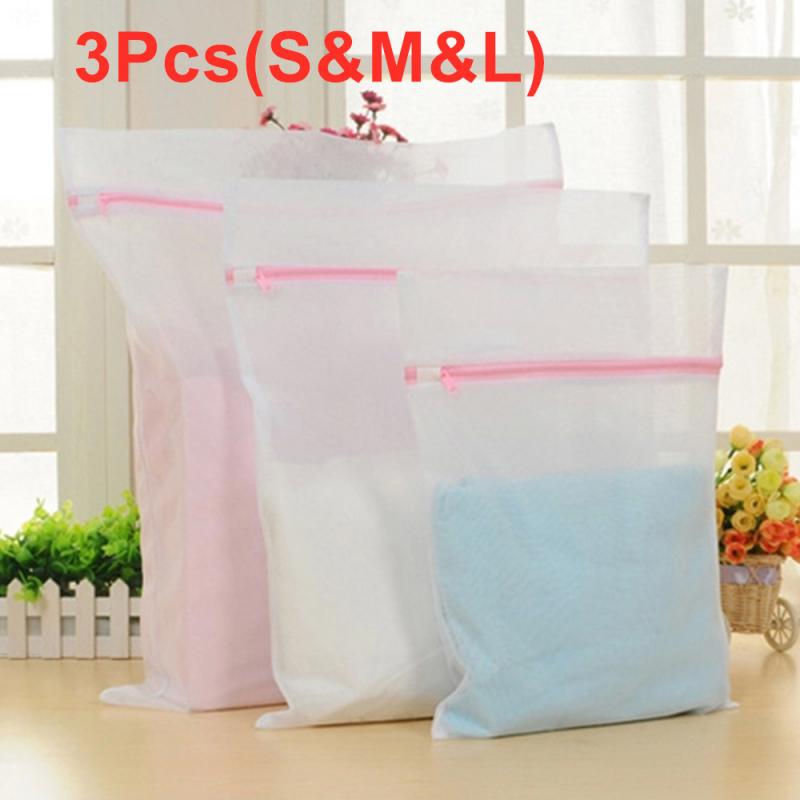 1pc 3 størrelser vaskepose lynlås mesh vaskeposer til undertøj bh sokker vaskemaskine tøj beskyttelsesnet taske: Sml