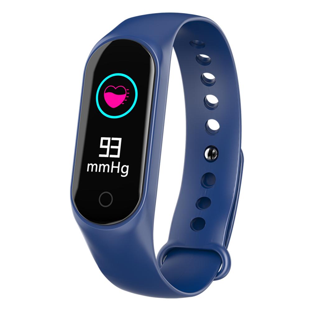 Sport Smart Bracelet Heart Rate Blood Pressure Calorie Sleep Monitor Remote Photo Taking Messages Calls Reminder Pedometer M4: Blue
