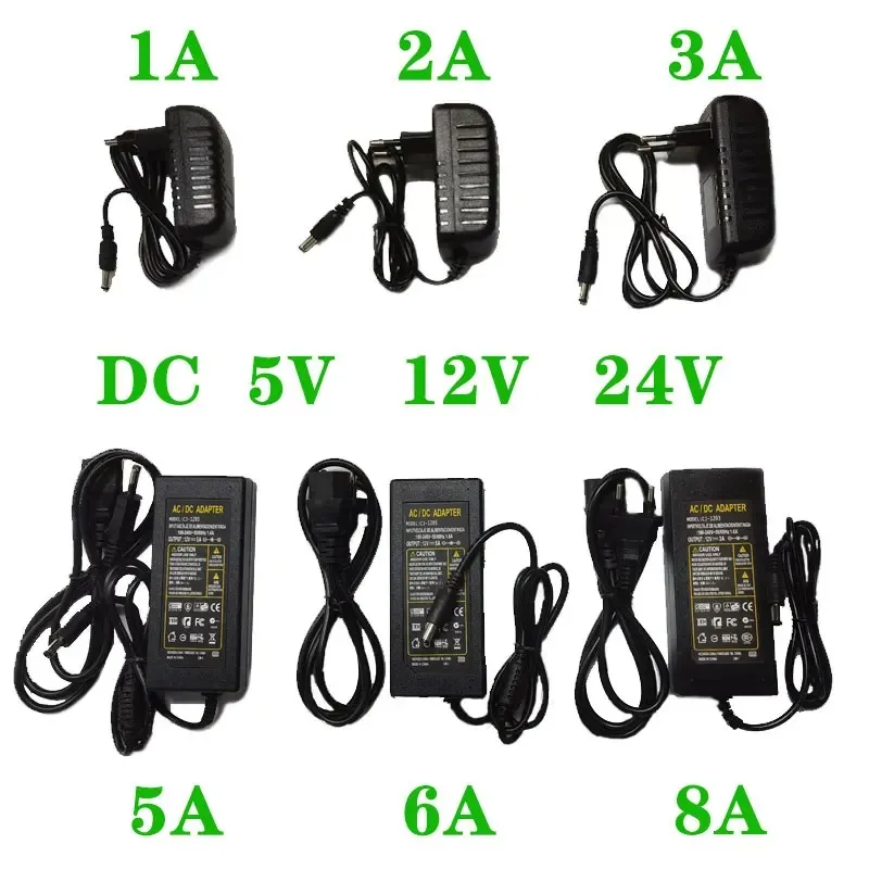Universal Charger Adapter Power Supply UK EU US Plug DC 5V 12V 24V 1A 2A 3A 5A 6A Volt Lighting Led Strip Lamp AC Driver