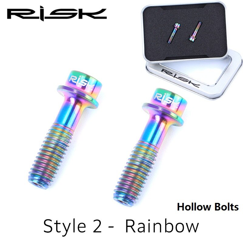 RISICO M5 * 18mm Titanium Legering Holle Schroef Remhendel Zadelklem Bevestigingsbouten MTB Road Fiets Schroeven Fietsen accessoires Zwart: Style 2-Rainbow