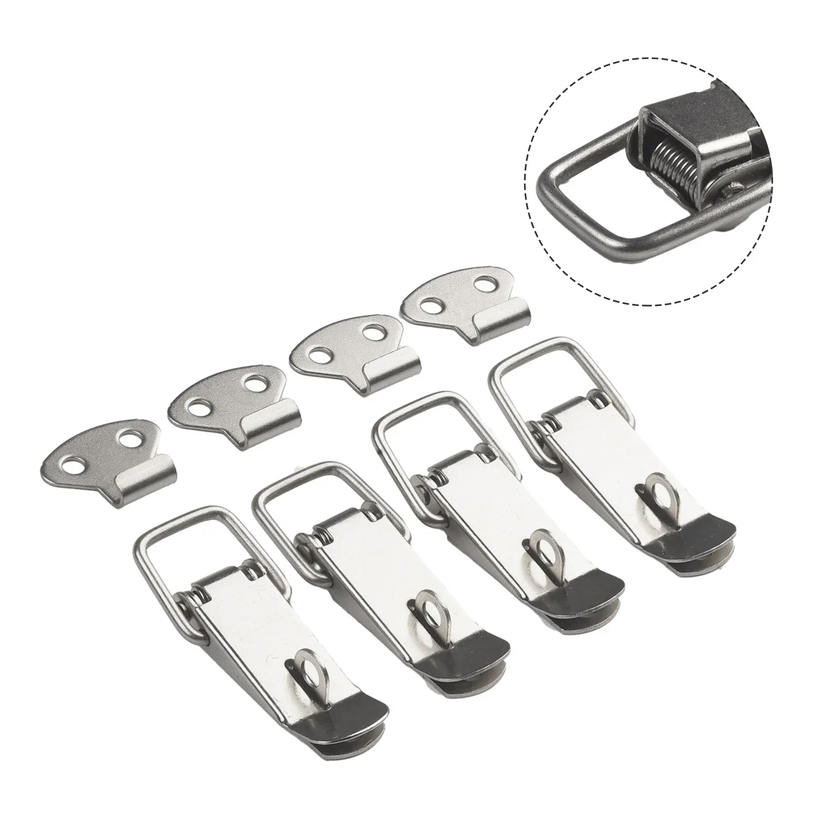 4pcs Latch Catch Stainless Steel Cabinet Boxes Handle Toggle Lock Clamp Hasp Door Hardware For Home Improvement
