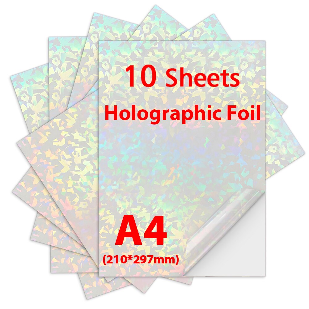 10 Sheets Printable Vinyl Sticker Papier Glossy Lijm Kopieerpapier 216*279Mm Vinyl Papier Voor Inkjet Printer diy Ambachten: A4-Holographic Foil