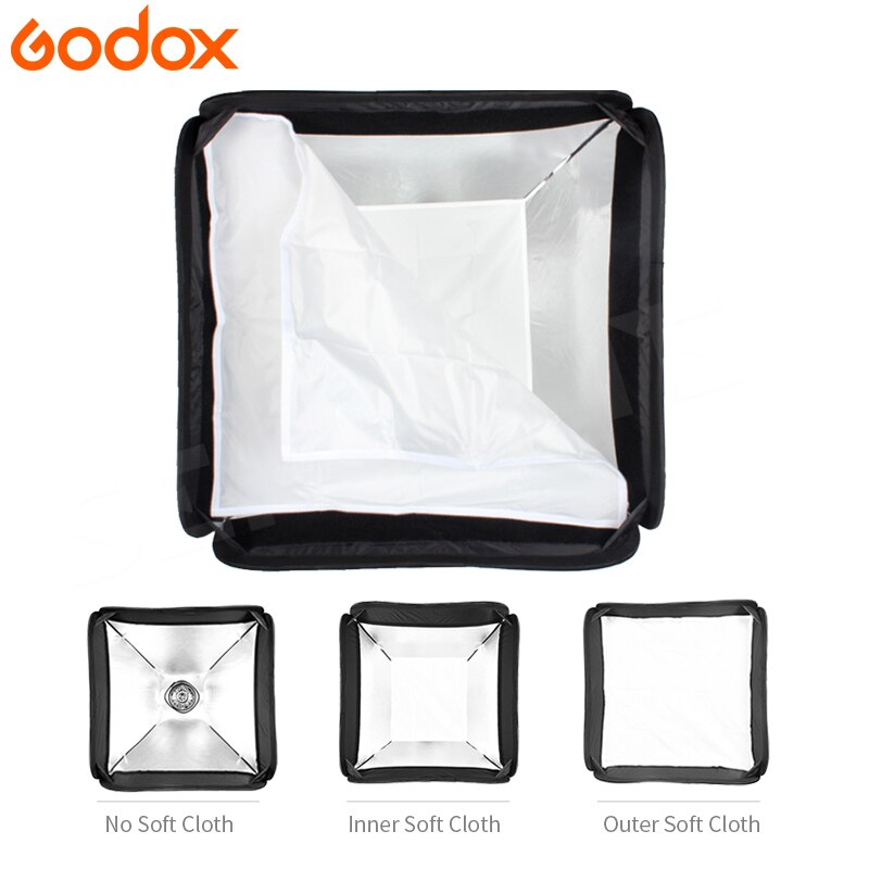 Godox 60*60cm Softbox Flash diffuseur Photo vidéo Studio boîte souple pour Flash Flash lumière sans support de type S support Bowens