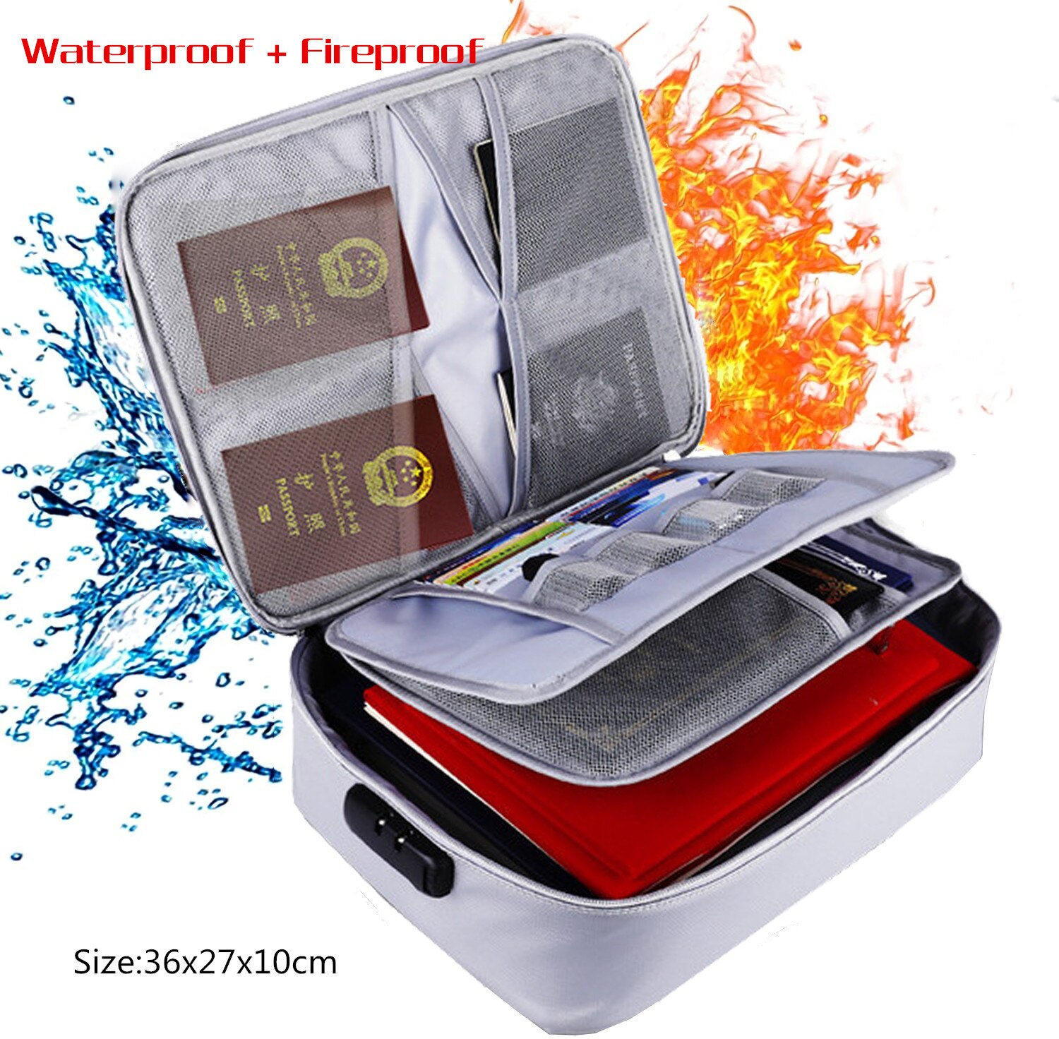 Praktyczne ognioodporne teczki na dokumenty biurowe ważne materiały torba robić przechowywania dokumentów wodoodporna koperta Organizer biżuterii etui: A szary