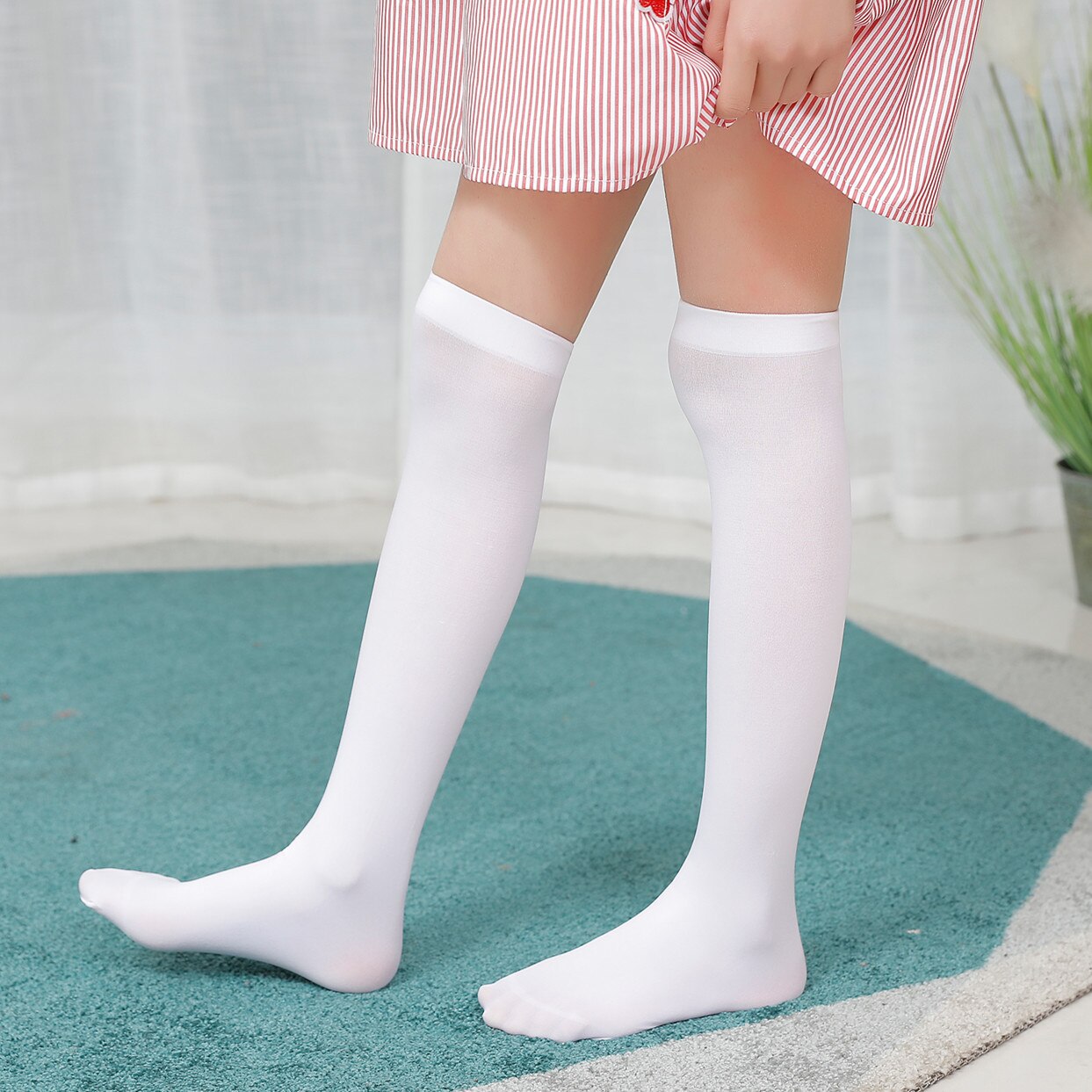 Studerendes knæstrømper til piger scene børn piger forestillinger hvide sokker fodbold baby tøj pige alder 1-14 år: Hvid / 8t-14t